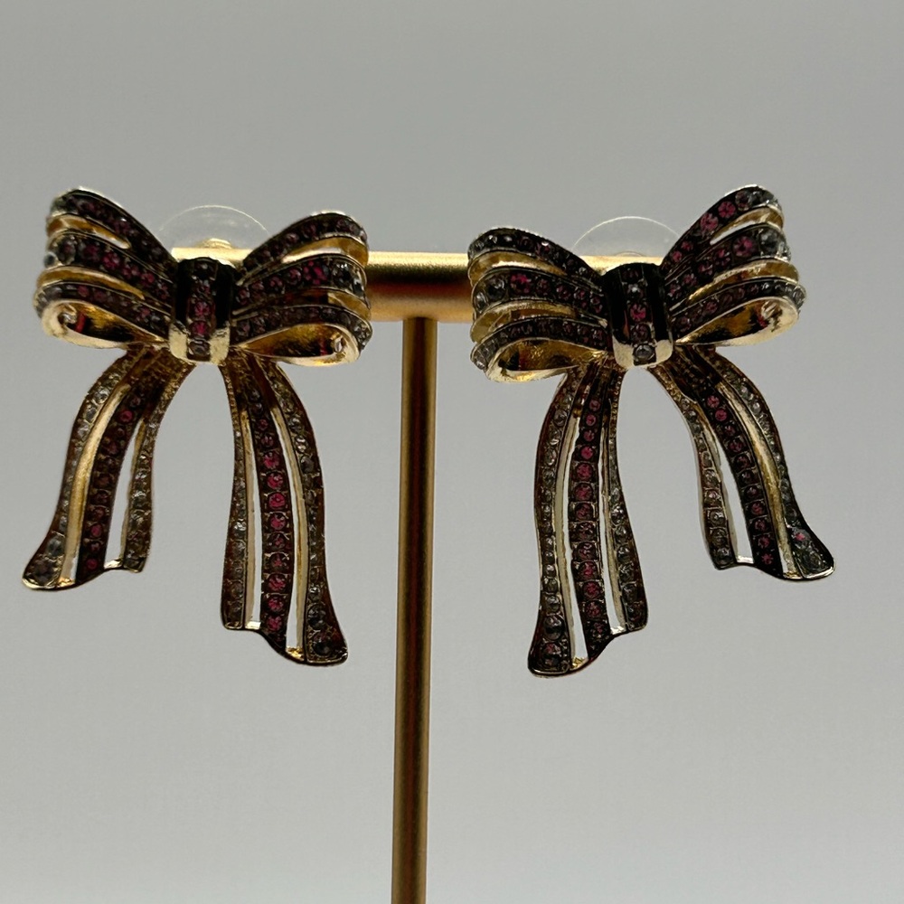Bow Earring with Rhinestones - Picture 6 of 6